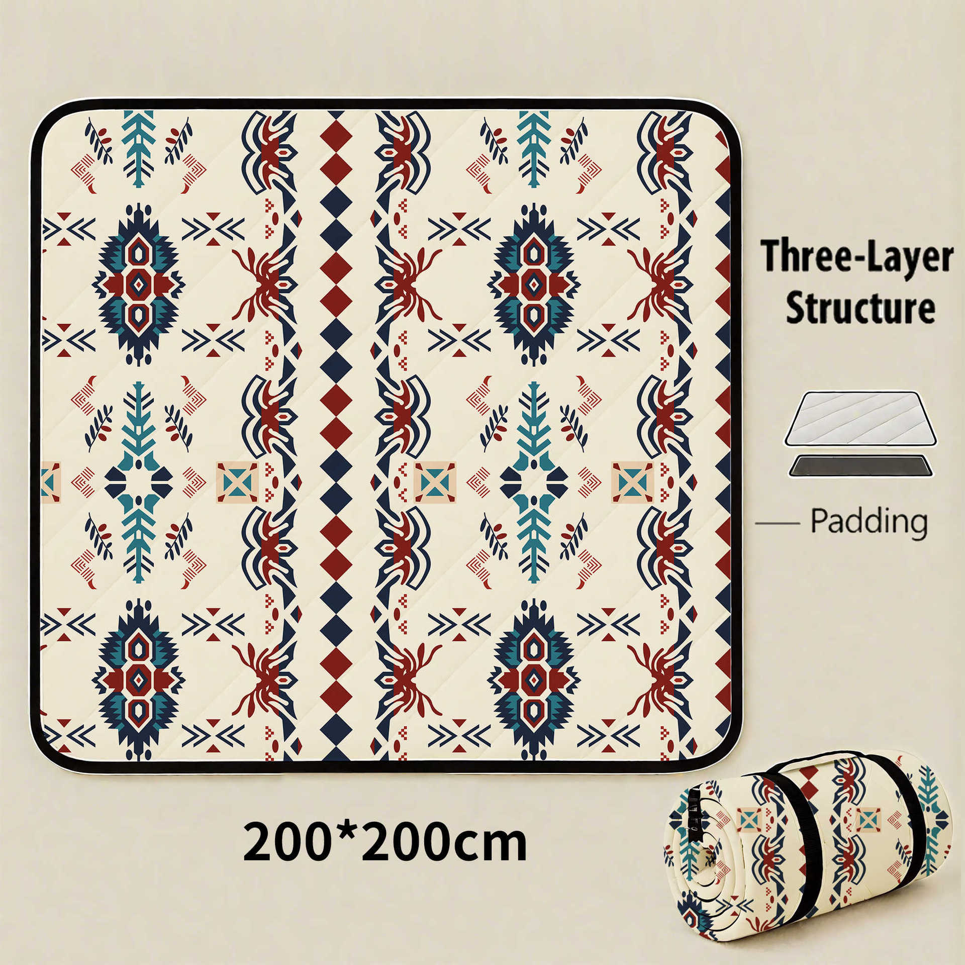 Seattle Extra Large 200x200cm Waterproof Picnic Mat - Portable Thickened Oxford Cloth Outdoor Camping Blanket for Beach, Parks and Family Outings