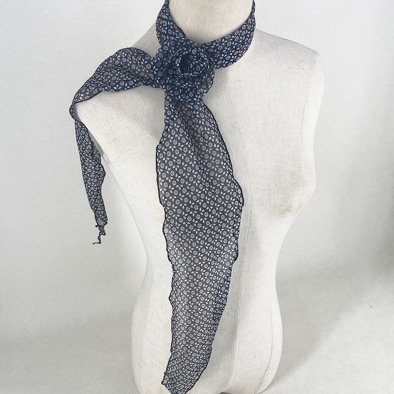 2 Pcs Black Clover Pattern Rose Flower Thin Scarf – Elegant and Versatile Neck Wrap for Women