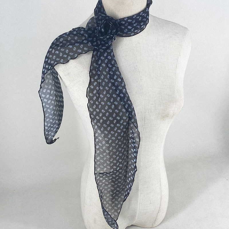 2 Pcs Black Fruit Pattern Rose Flower Thin Scarf – Elegant and Versatile Neck Wrap for Women