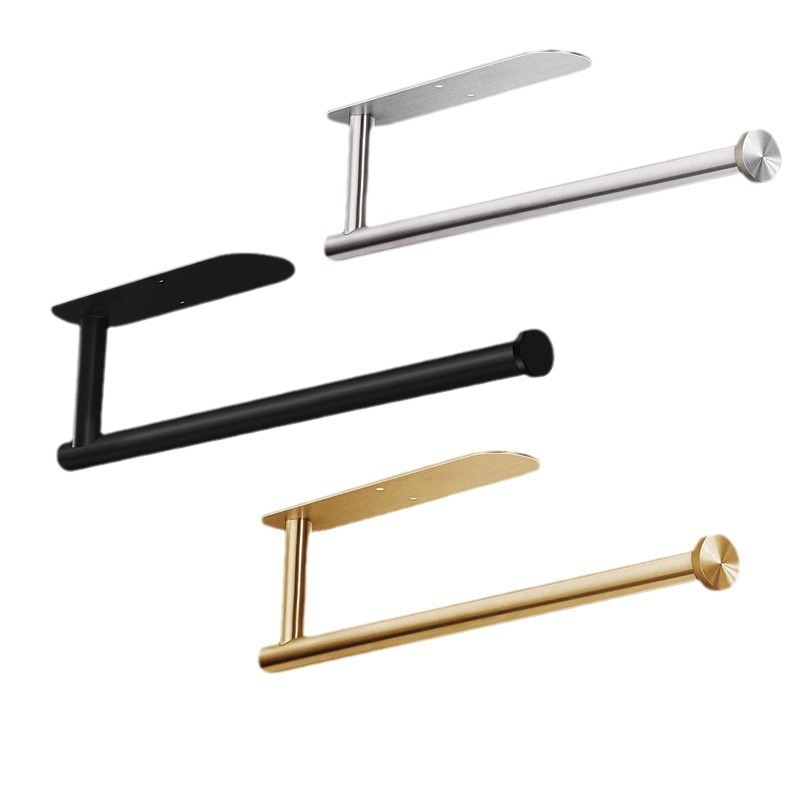 Stainless Steel Kitchen Paper Holder Set of 3 with Adhesive Mounting – Under Cabinet Tissue Roll Rack for Paper Towels, Toilet Paper or Plastic Wrap