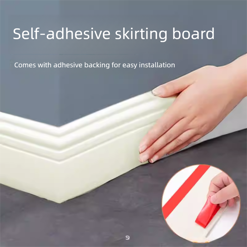 White 3-Meter Self-Adhesive Reinforced Skirting Board – 10 cm Wide Wall Decorative Trim for Home Interior