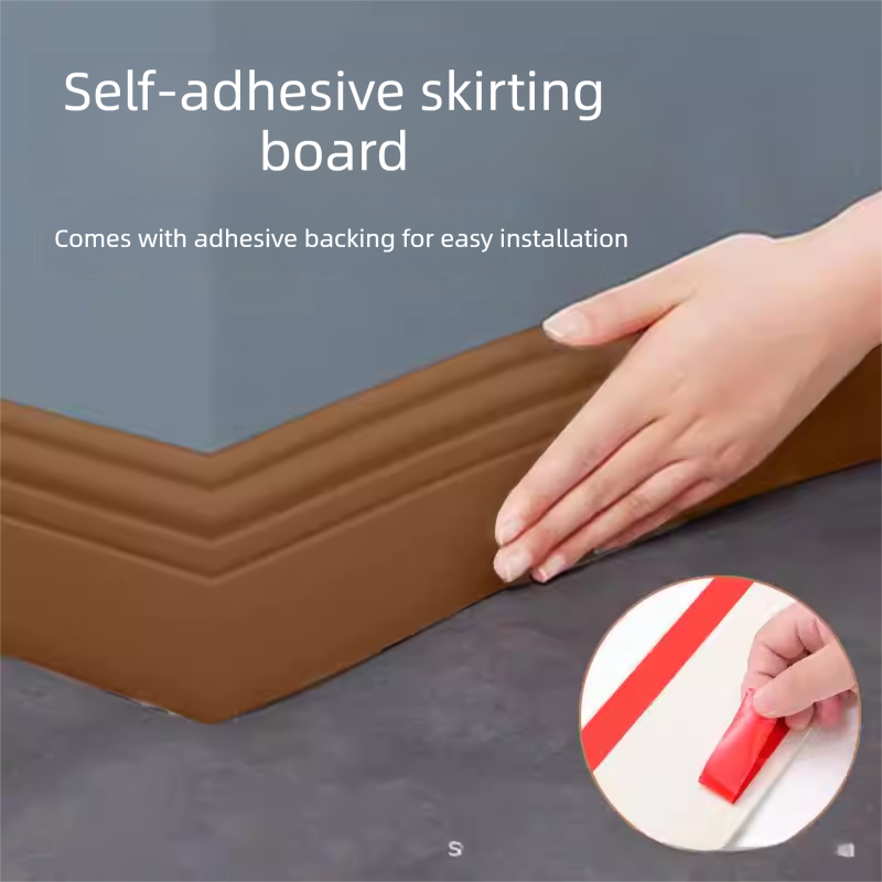 Brown 3-Meter Self-Adhesive Reinforced Skirting Board – 10 cm Wide Wall Decorative Trim for Home Interior