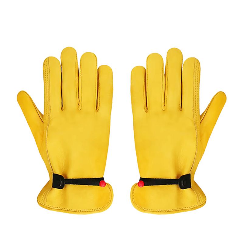 Size M Golden Yellow Top-Grain Cowhide Protective Work Gloves, Durable Wear-Resistant Labor Safety Solution for Local Industrial Professionals