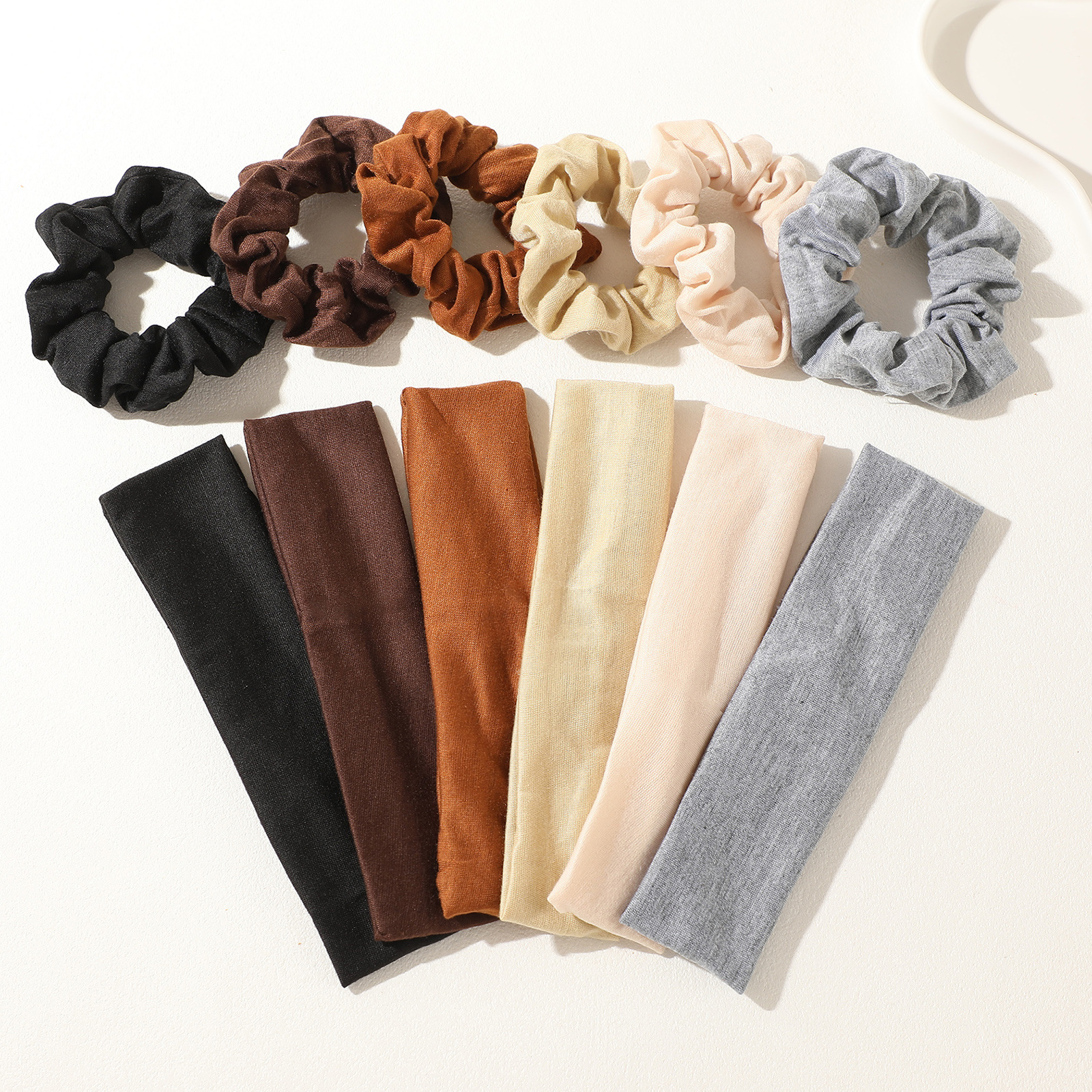 12-Piece Sports Hair Accessory Set - 6 Colors Seamless Sports Headbands & 6 Colors Soft Scrunchies Bundle for Gym & Yoga