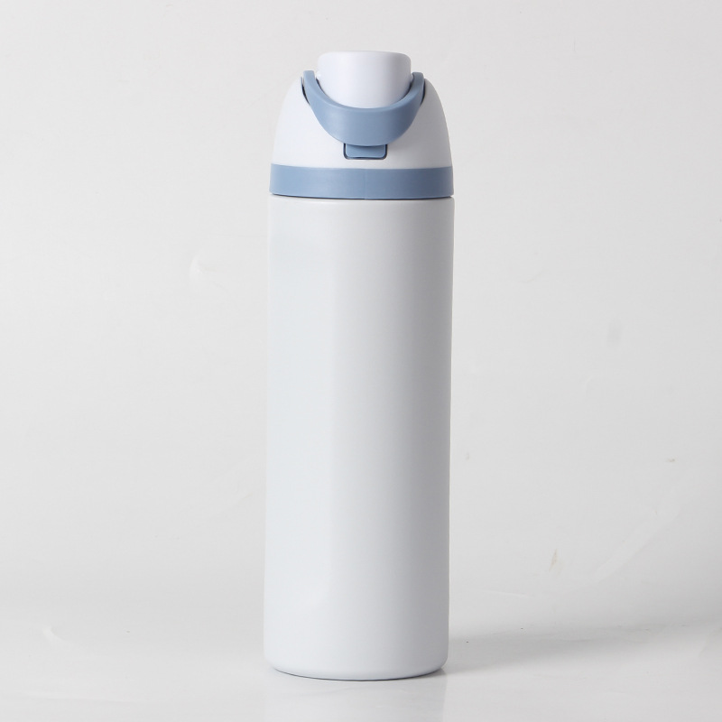 24oz Light Blue Large Thermal Water Bottle with Dual-Sipping Lid & Built-in Straw - Leak-Proof 304 Stainless Steel Outdoor Sports Flask