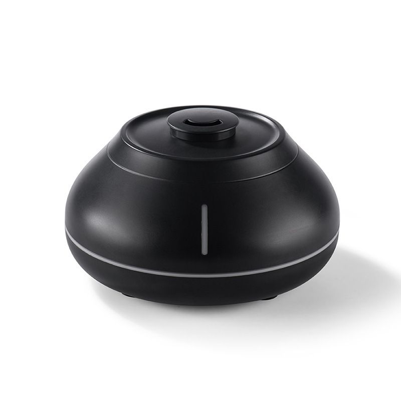 Black 7-Color Flame Ultrasonic Nano Mist Humidifier & Diffuser - Type-C Powered Realistic Fire Effect Mood Lamp for Home & Office