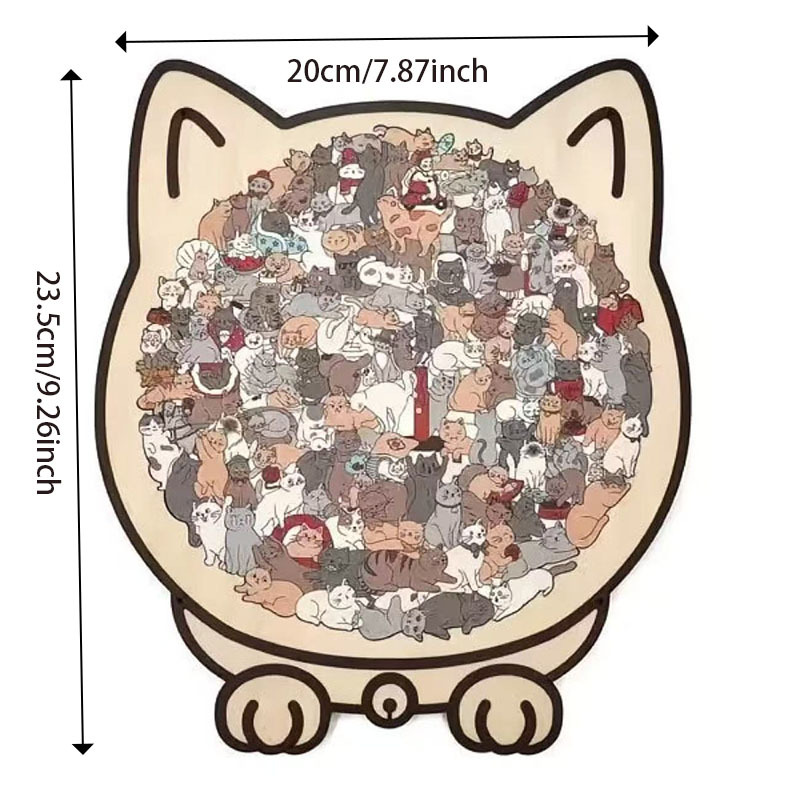 【Morandi Colors】Cat Collection Puzzle - Irregular Shaped Jigsaw with Adorable Kitten Pieces, Stacking Display Stand - Cute Home Decor & Brain Teaser for Kids Adults Ages 6+ - Unique Gift for Cat Lovers