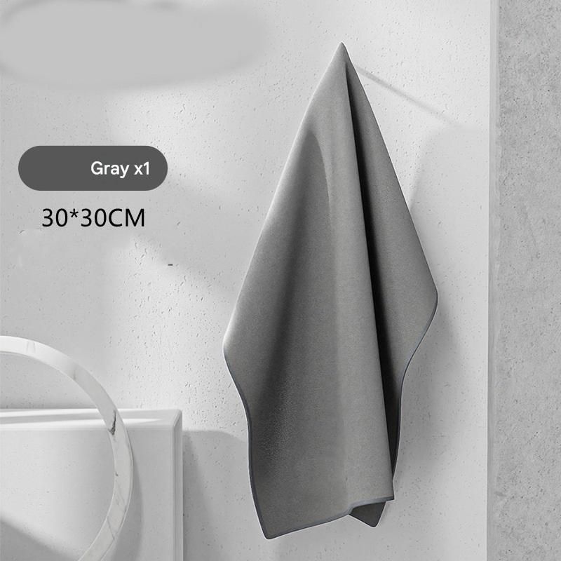 30*30 cm Grey Coral Fleece & Suede Microfiber Cloth Double-Sided Car Wash Towel  , 5X Water Absorption, Scratch-Free & Lint-Free, 360° Stitched Edge for Car Detailing, Glass, Home Cleaning - Multi-Purpose Auto Care Cloth