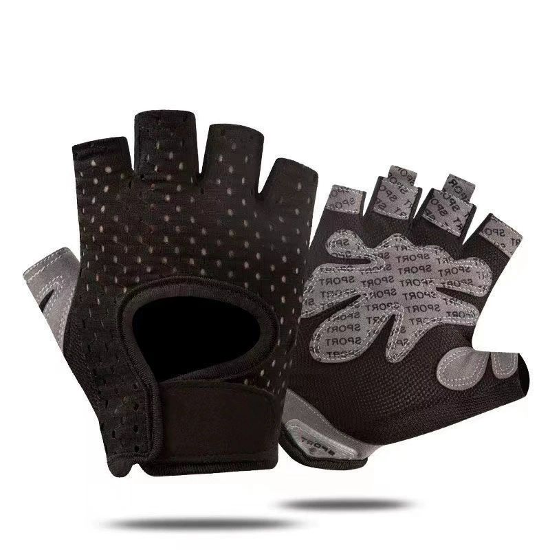 Black Half Finger Fitness Gloves - Anti-Slip Breathable Gym Training Gloves for Weightlifting Cycling(Size:M)