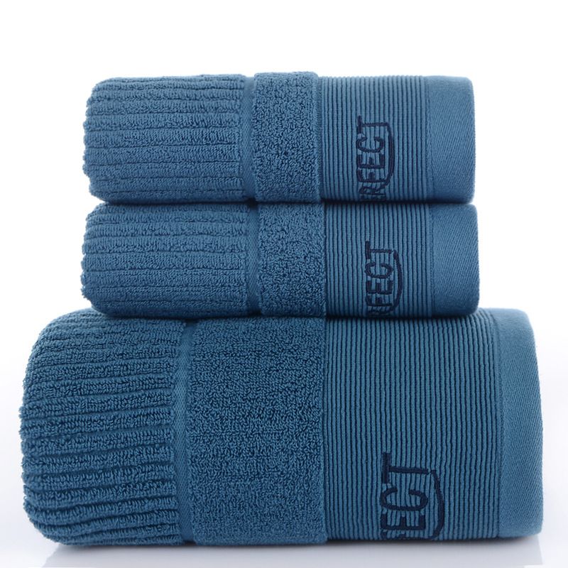 3PCS Babylon Blue Luxury Cotton Towel and Bath Towel Gift Set - Soft Absorbent Long Staple Cotton Bathroom Travel Home Towels, 2 Pack 35 × 75cm Towel & 70 × 140cm Bath Towel