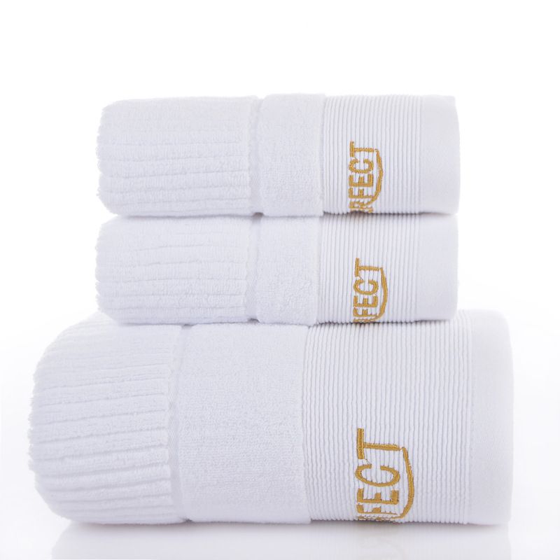 3PCS Babylon White Luxury Cotton Towel and Bath Towel Gift Set - Soft Absorbent Long Staple Cotton Bathroom Travel Home Towels, 2 Pack 35 × 75cm Towel & 70 × 140cm Bath Towel