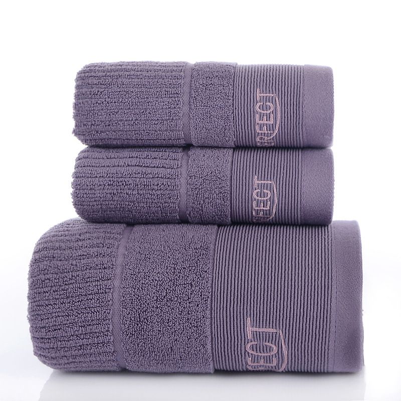 3PCS Babylon Purple Luxury Cotton Towel and Bath Towel Gift Set - Soft Absorbent Long Staple Cotton Bathroom Travel Home Towels, 2 Pack 35 × 75cm Towel & 70 × 140cm Bath Towel