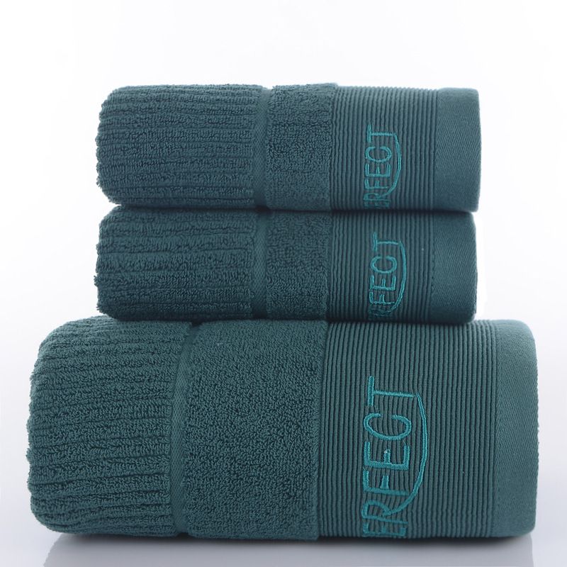 3PCS Babylon Dark Green Luxury Cotton Towel and Bath Towel Gift Set - Soft Absorbent Long Staple Cotton Bathroom Travel Home Towels, 2 Pack 35 × 75cm Towel & 70 × 140cm Bath Towel