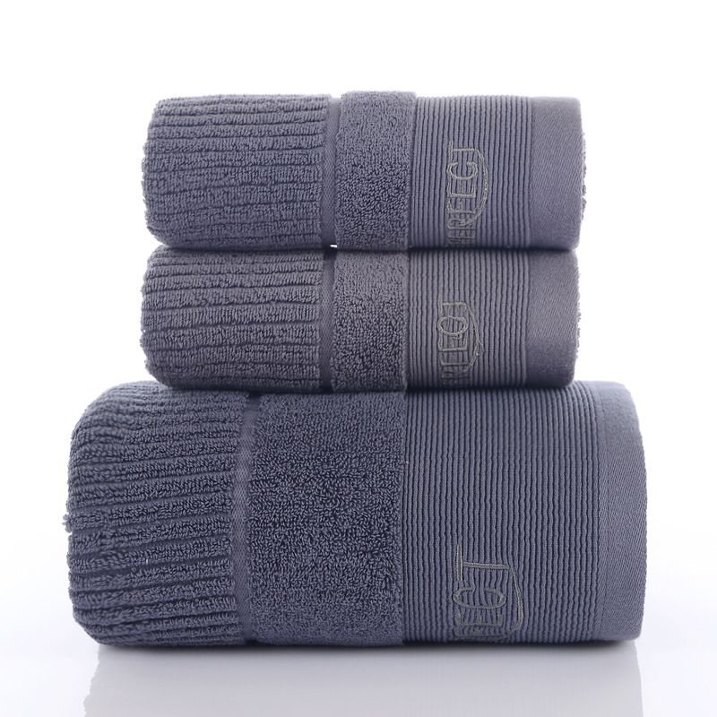 3PCS Babylon Grey Luxury Cotton Towel and Bath Towel Gift Set - Soft Absorbent Long Staple Cotton Bathroom Travel Home Towels, 2 Pack 35 × 75cm Towel & 70 × 140cm Bath Towel