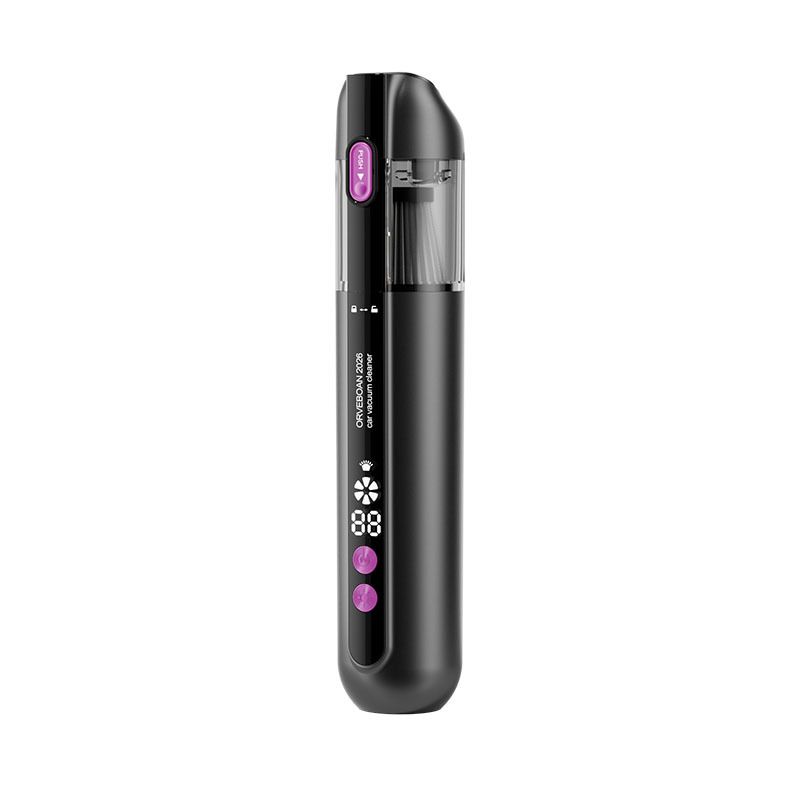 Black Cordless Handheld Vacuum Cleaner - High Suction Portable Car Vacuum with Green Light Dust Display, 100ml Capacity, Type-C Rechargeable for Car Home Pet Use, Compact Design with 4 Nozzle Set