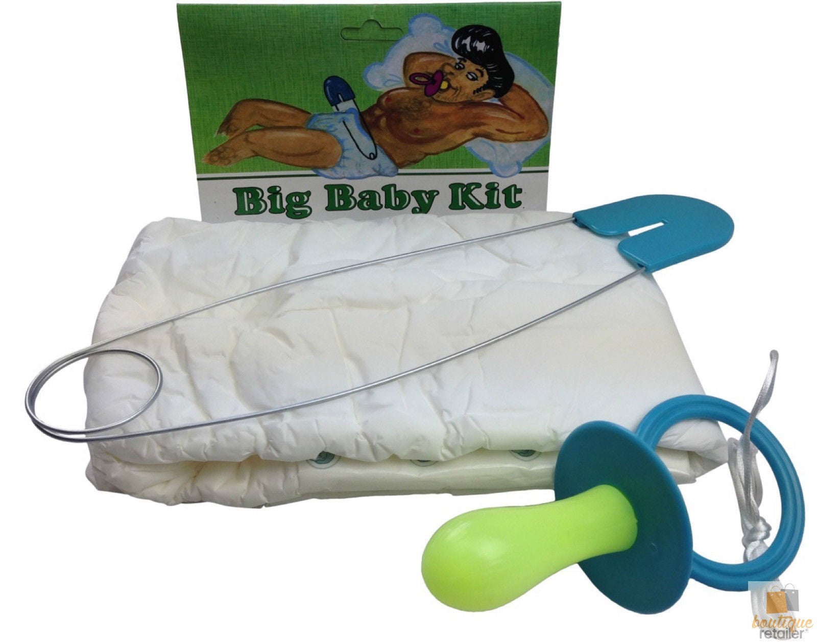 Fancy Dress Big Giant Diaper Dummy Nappy Jumbo Pin ADULT BABY COSTUME