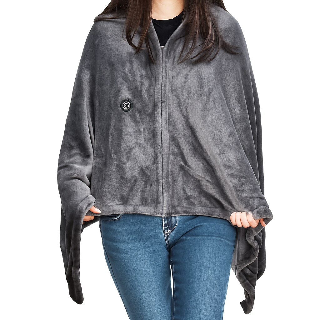 Electric Heated Blanket Washable 10W Heated Soft Thermal Zipper Shawl Wraps USB Charging Winter Heating Wraps Pad with 3 Level Temperature Setting